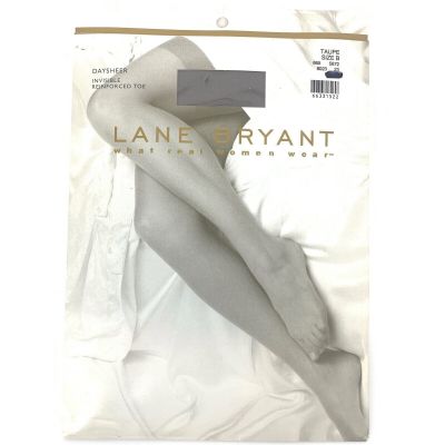Lane Bryant Daysheer Invisible Reinforced Toe Taupe Size B Pantyhose